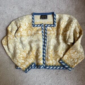Rare Vintage OLEANA Norwegian Cardigan Sweater Medium Wool